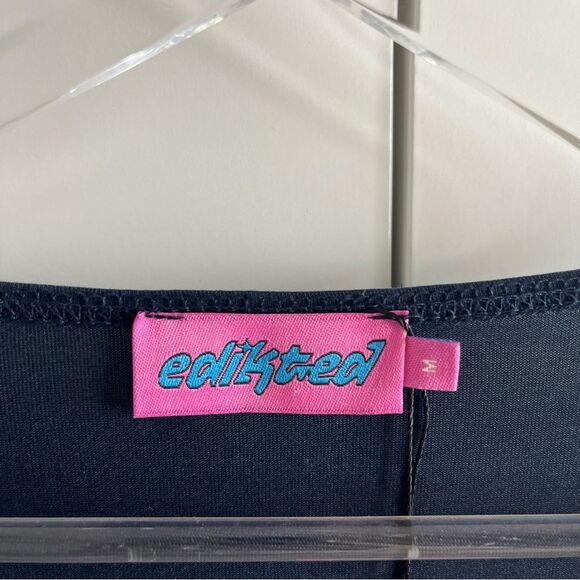 NWT EDIKTED Rain Cupped Long Sleeve Top Navy Medium - Picture 5 of 14